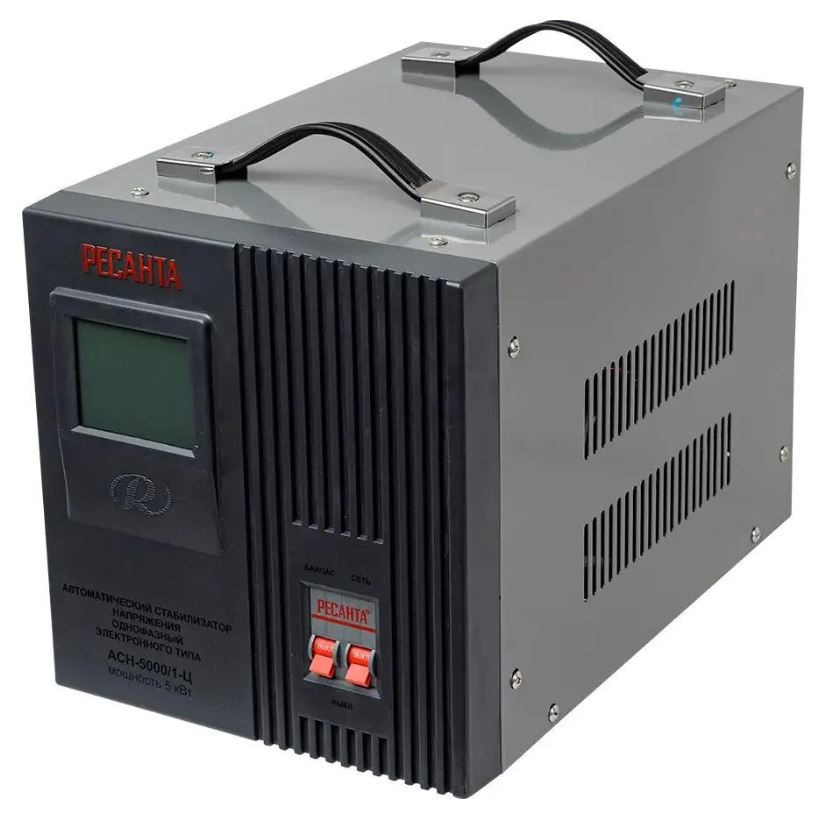 

Стабилизатор Ресанта 63/6/6 АСН-5000/1-Ц однофазный, цифровой 220В 5000Вт вх.:140-260В, 63/6/6