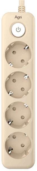 Изображение товара Сетевой фильтр AGNI TP-FD4E-2m-ivory с 4 розетками защитой от перенапряжения