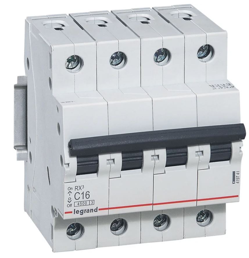 

Выключатель Legrand 419743 RX3 автоматический 4,5кА 25А 4П C, 419743