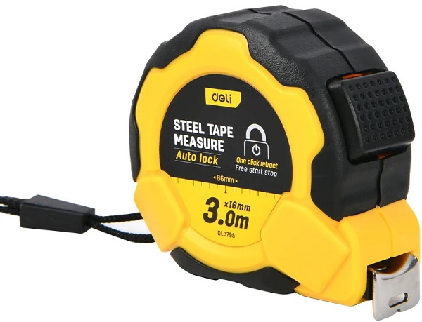 Изображение товара Строительная рулетка Deli DL3795 3 метра ударопрочный корпус автоматическое сматывание