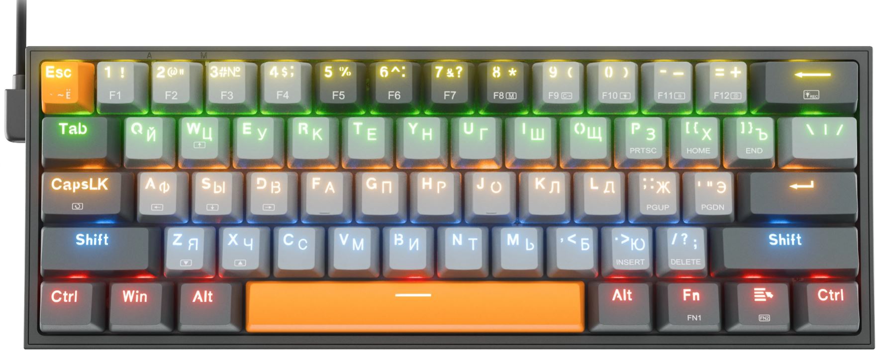 

Клавиатура проводная Redragon Fizz 72599 игровая механическая RU, RGB, красные свитчи, сер-оранжевый (1/10), Fizz