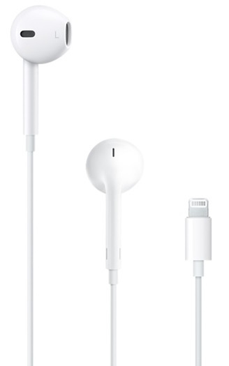 Изображение товара Наушники Apple EarPods Lightning белые, проводные, регулятор громкости