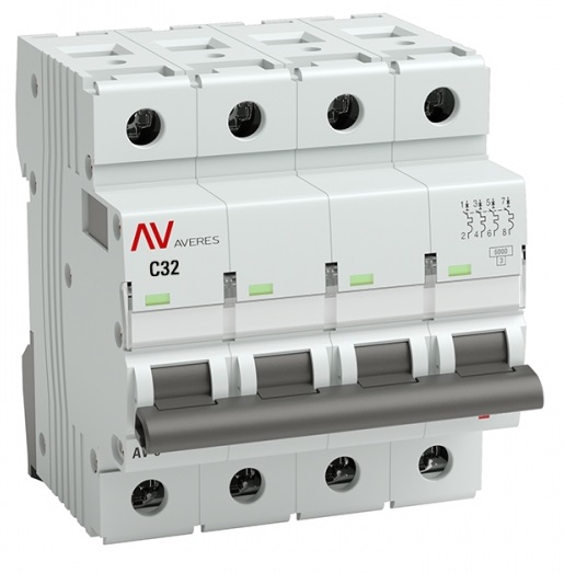 

Автоматический выключатель EKF mcb6-DC-4-32C-av AV-6 DC 4P 32A (C) 6kA AVERES, mcb6-DC-4-32C-av