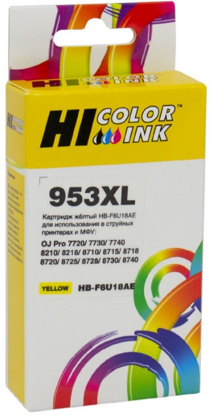 

Картридж Hi-Black 9892710948 (HB-F6U18AE) для HP OJP 8710/8715/8720/8730/8210/8725 №953XL, NEW, Y, 9892710948