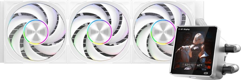 

Система охлаждения жидкостная PCCooler DT360 ARGB Display WH LGA1851/1700/1200/115X/AM4/AM5 (300W, 3*120mm, 83.83CFM, 3000rpm), DT360 ARGB Display WH
