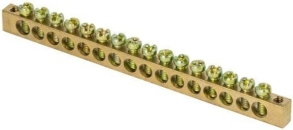 Изображение товара Шина EKF sn0-63-16-k для нулевых и заземляющих проводов 100 А никелированная латунь