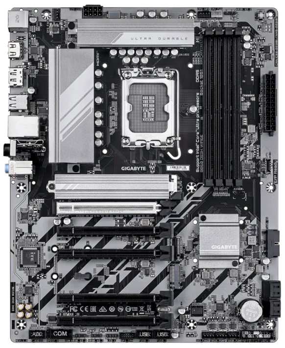 

Материнская плата ATX GIGABYTE B860 DS3H WIFI6E (LGA1851, B860, 4*DDR5 (9066), 5*PCIe, 2*M.2, 4*SATA, WiFi, BT, USB 3.2, 4*USB 2.0, HDMI, DP), B860 DS3H WIFI6E