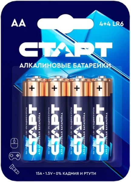 Изображение товара Старт 483 набор пальчиковых алкалиновых батареек 8 шт FR6 LR6