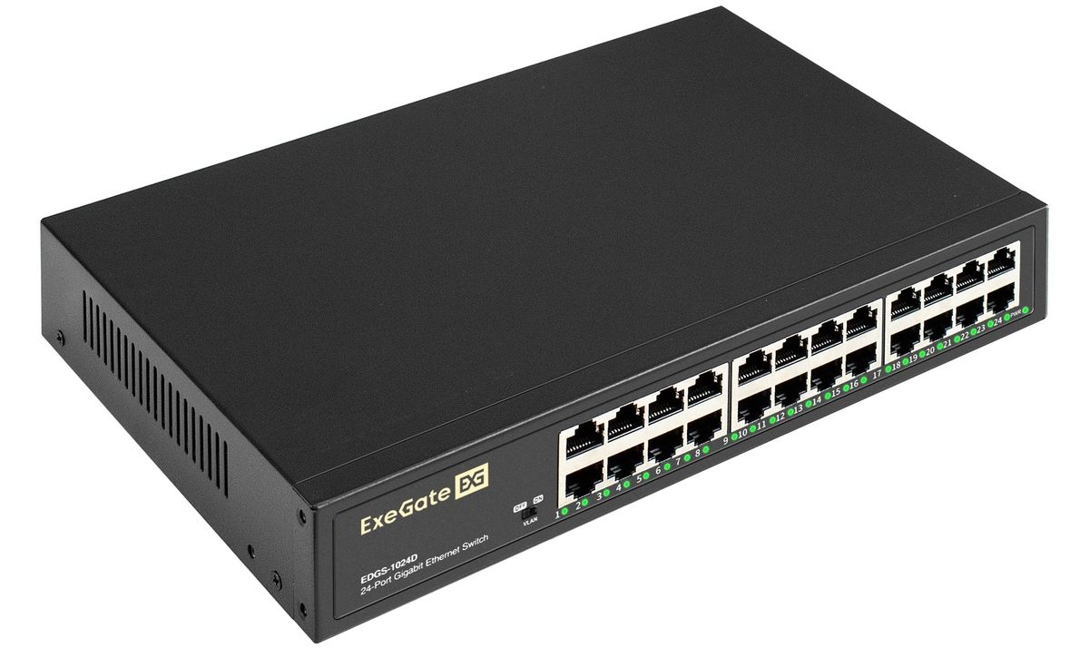 

Коммутатор неуправляемый Exegate EDGS-1024D EX298696RUS 24-портовый гигабитный UTP 10/100/1000 Base-T, EDGS-1024D