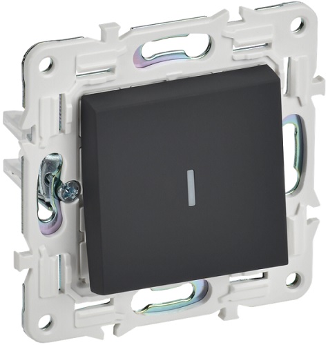 

Переключатель одноклавишный IEK SK-V12-1-10-K53 SKANDY с инд. 10А SK-V08G Графит, SK-V12-1-10-K53