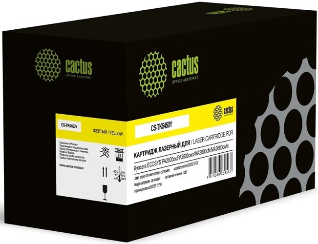 

Картридж Cactus CS-TK5450Y желтый (3200стр.) для KYOCERA ECOSYS PA2600CX/ PA2600CWX/MA2600CFX/ MA2600CWFX С ЧИПОМ, CS-TK5450Y