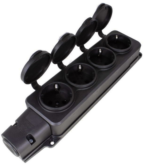 Изображение товара Каучуковая колодка Filum FL-SB-4EU-IP44-BK 4 розетки IP44 для защиты и подключения