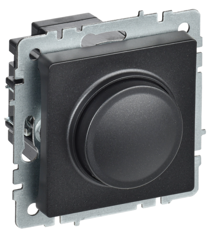 

Светорегулятор IEK BR-D20-0600-K02 BRITE поворотно-нажимной 600Вт СС10-1-0-БрЧ Черный, BR-D20-0600-K02