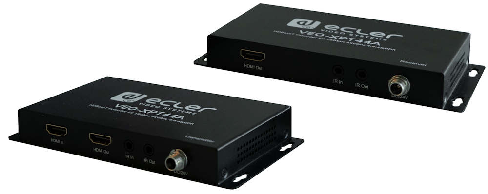 

Комплект Ecler VEO-XPT44A устройств для передачи сигналов HDMI 4K, двунаправленного питания, ИК и RS-232 по витой паре HDBaseT, VEO-XPT44A