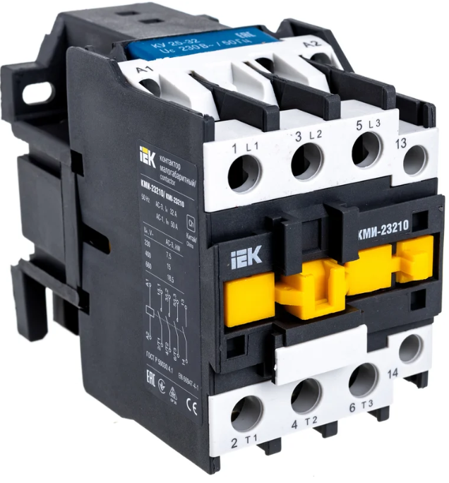 

Контактор IEK KKME21-032-230-10 КМИе-23210 32А 230В/АС3 1NO GENERICA, KKME21-032-230-10