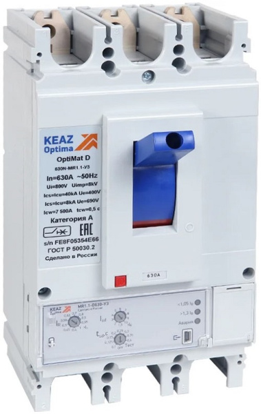 Изображение товара Автоматический выключатель КЭАЗ 144415 3 полюса 630 А литой корпус