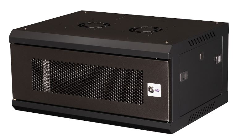 

Шкаф настенный 19", 4U Datarex DR-650001 телекоммуникационный 280x600х450 мм, дверь перфорация, черный, DR-650001