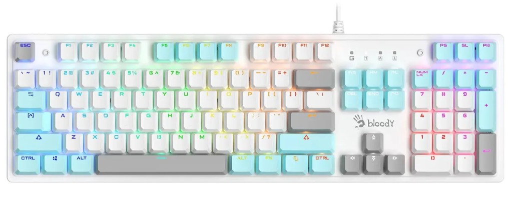 

Клавиатура A4Tech Bloody S520N 2059586 механическая, белый, USB, for gamer, LED, Bloody S520N
