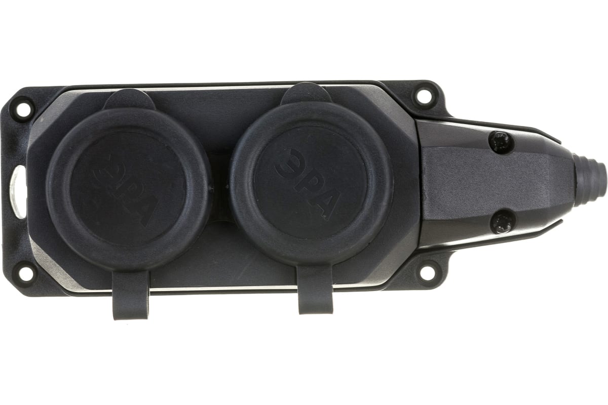 

Колодка ЭРА Б0044544 K-2e-B-IP44 черная каучуковая с/з 2гн 16A, Б0044544