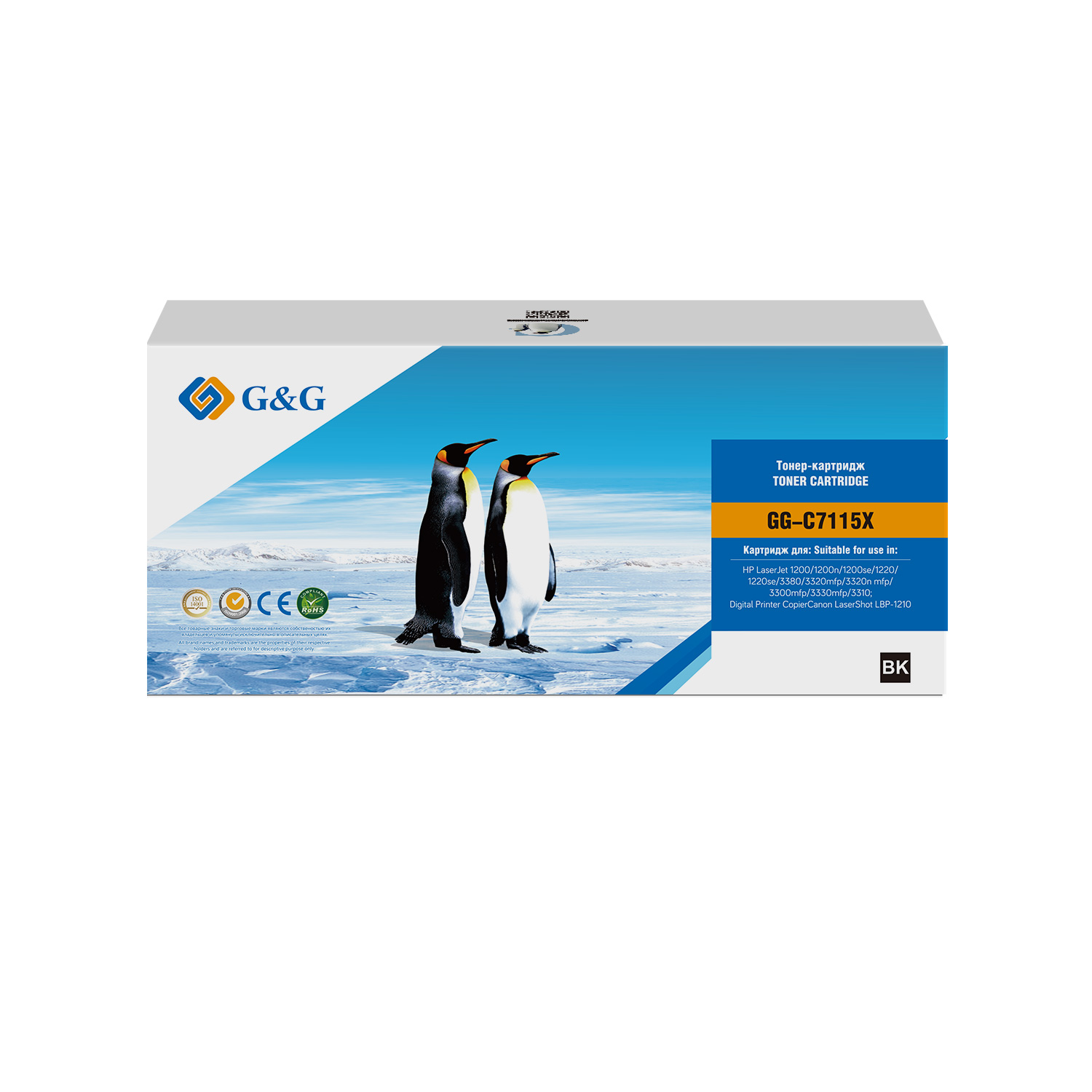 

Тонер-картридж G&G GG-C7115X для HP LaserJet 1200/3300/3320/3330 Canon LBP-1210 (3500стр), GG-C7115X