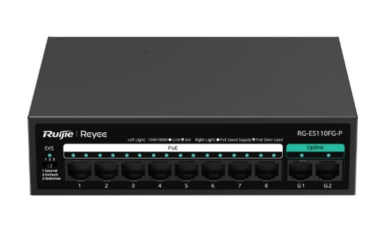 Изображение товара Неуправляемый коммутатор RUIJIE NETWORKS RG-ES110FG-P настольный