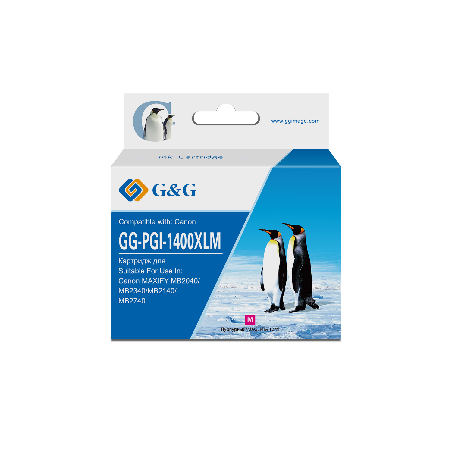 

Картридж G&G GG-PGI-1400XLM струйный PGI-1400XL M пурпурный (12мл) для Canon MB2050/MB2350/MB2040/MB2340, GG-PGI-1400XLM