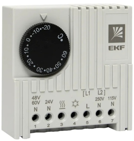 Изображение товара Термостат EKF thermo-no-nc-din для электрощитов с диапазоном -20 до +60 градусов