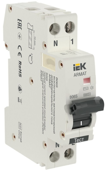 Изображение товара Автоматический выключатель дифференциального тока IEK AR-B06S-1N-B25C030 25A 230V