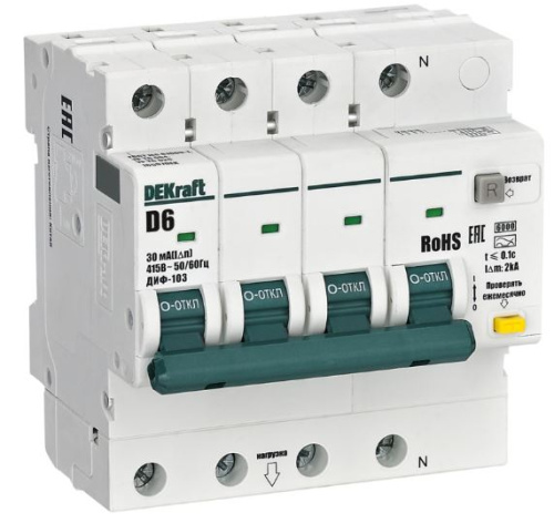 Изображение товара Автомат защиты DEKraft 16507DEK для трехфазной сети 6 А