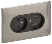 фото Розетка двухместная без заземления  IEK SK-R20-10-K50-F