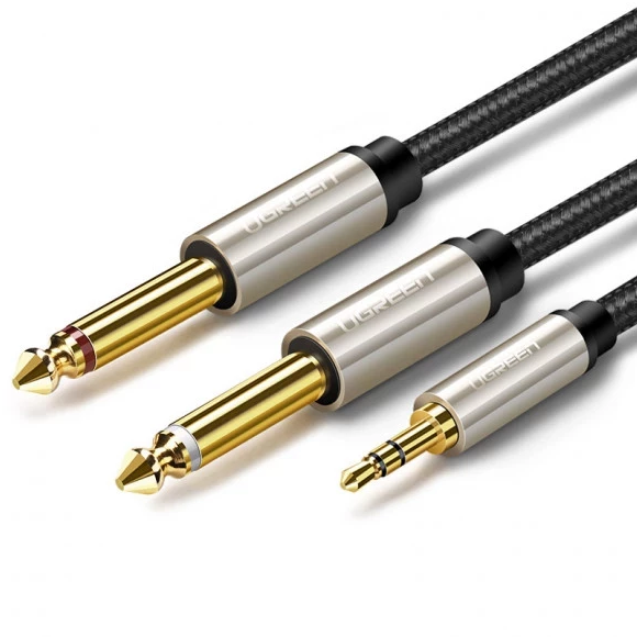 

Кабель UGREEN AV126 10613_ 3.5mm TRS to Dual 6.35mm TS Audio Cable. Длина: 1м. Цвет: серый, AV126