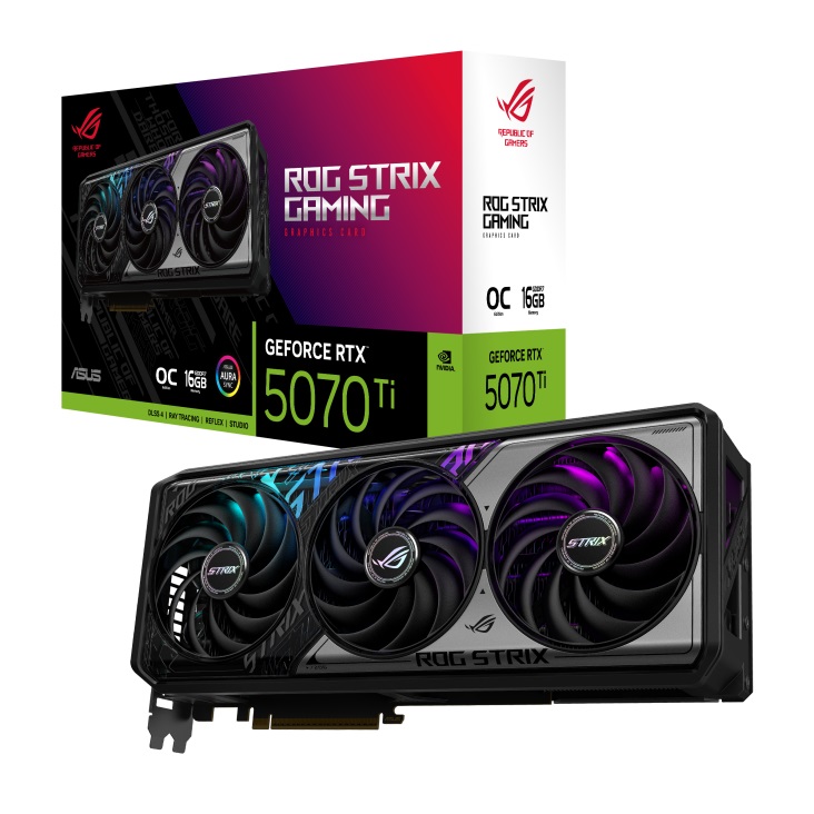 

Видеокарта PCI-E ASUS GeForce RTX 5070 TI ROG STRIX GAMING OC (ROG-STRIX-RTX5070TI-O16G-GAMING) 90YV0M90-M0NA00 16GB GDDR7 2*HDMI 3*DP, GeForce RTX 5070 TI ROG STRIX GAMING OC (ROG-STRIX-RTX5070TI-O16G-GAMING)