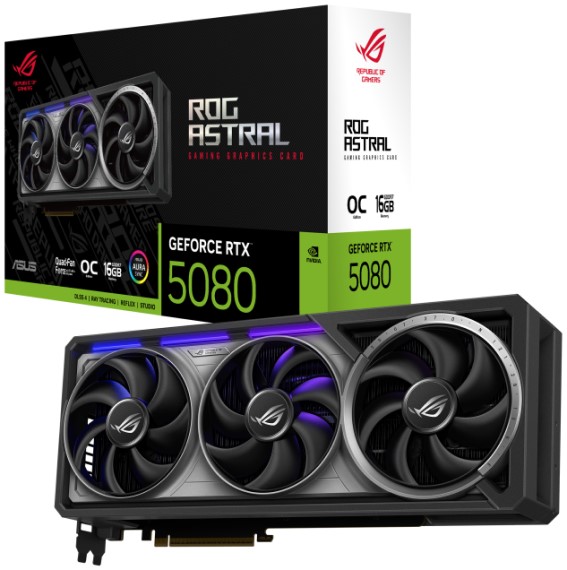 

Видеокарта PCI-E ASUS GeForce RTX 5080 ROG ASTRAL GAMING OC (ROG-ASTRAL-RTX5080-O16G-GAMING) 90YV0LV0-M0NA00 16GB GDDR7 256bit 5nm 2790/30000MHz 2*HDM, GeForce RTX 5080 ROG ASTRAL GAMING OC (ROG-ASTRAL-RTX5080-O16G-GAMING)