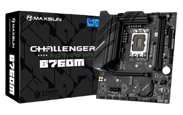 

Материнская плата mATX MAXSUN MS-Challenger B760M (LGA1700, B760, 2*DDR4, 3*SATA, 2*M.2, PCIe, 2*USB 2.0, 4*USB 3.2, VGA, HDMI), MS-Challenger B760M