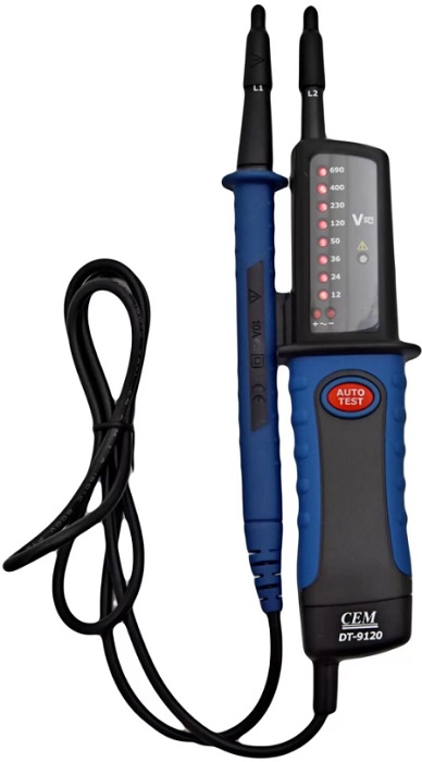 

Указатель напряжения CEM DT-9120 CEM 481998 и правильности подключения, DT-9120