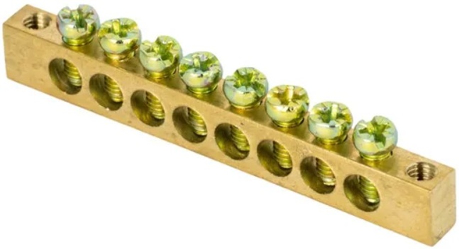 

Шина EKF sn0-63-08-k-r PEN "ноль-земля" (6x9мм) 8 отв. латунь крепеж по краям розн. стикер, sn0-63-08-k-r