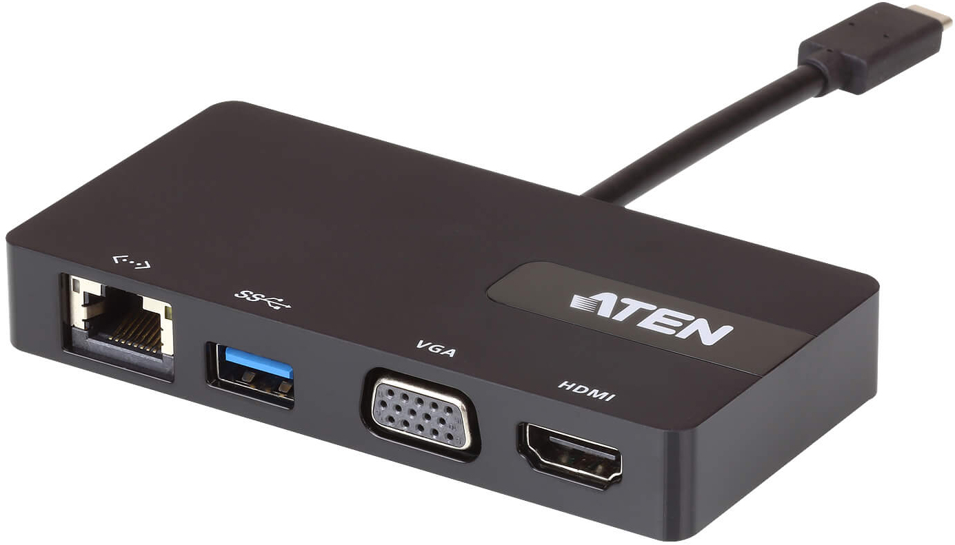 

Док-станция Aten UH3232-AT 4хUSB 3.1 Gen 1+VGA+HDMI+RJ45, питание от шины, некаскадируемый, UH3232-AT