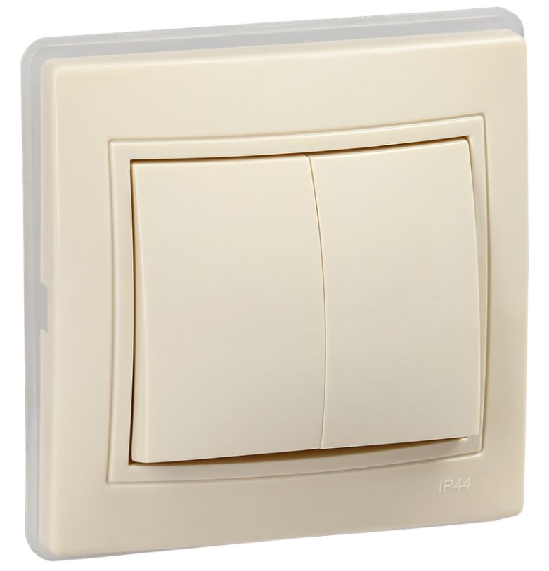 

Выключатель двухклавишный IEK KV-V20-10-44-K33 KVARTA 10А ВС10-2-0-ККм-44 кремовый, KV-V20-10-44-K33