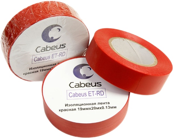 

Изолента Cabeus ET-RD красная 19ммх20мх0.13м, ET-RD