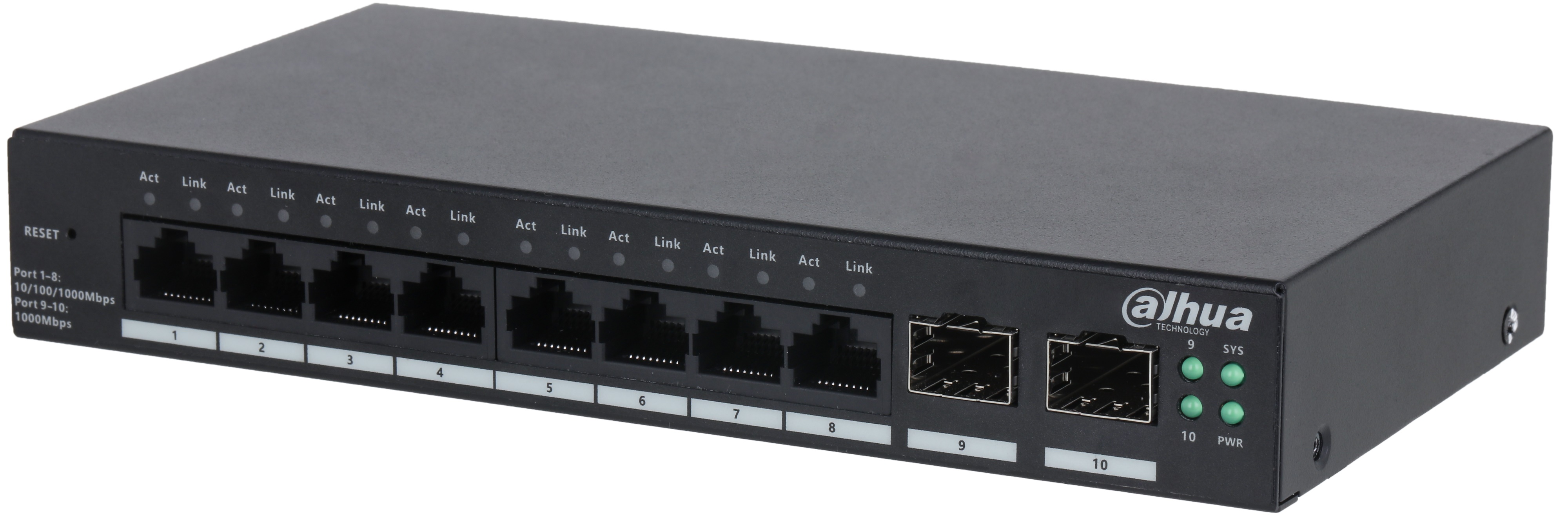 

Коммутатор Dahua DH-CS4210-8GT 10-портовый с функцией облачного управления, DH-CS4210-8GT