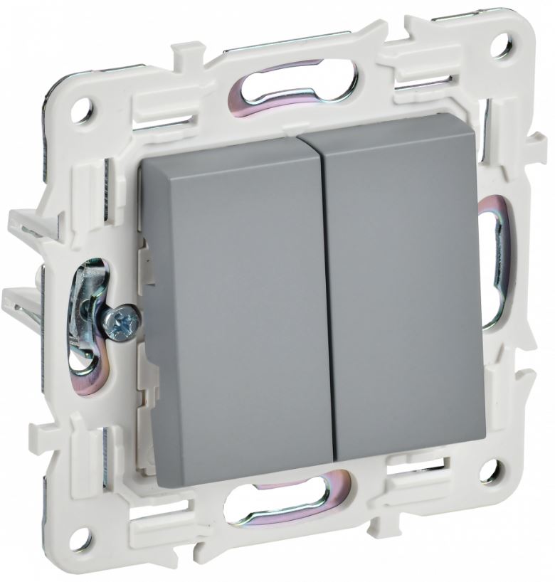 

Переключатель двухклавишный IEK SK-V23-0-10-K03 SKANDY 10А SK-V06Gr серый, SK-V23-0-10-K03
