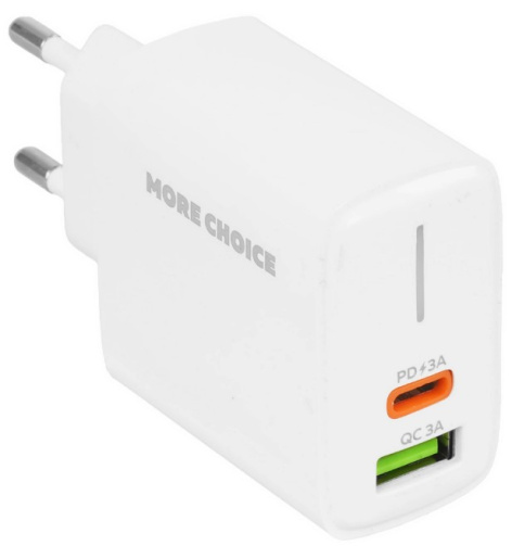 Изображение товара Сетевое зарядное устройство More Choice NC61 с двумя портами и технологией Power Delivery
