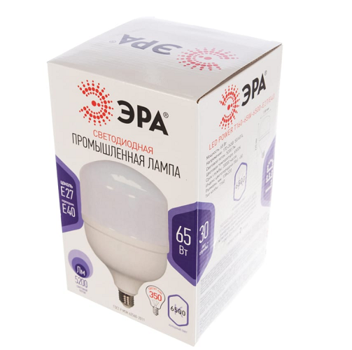 

Лампа светодиодная ЭРА Б0027924 LED POWER T160-65W-6500-E27/E40 (диод, колокол, 65Вт, хол, E27/E40), Б0027924