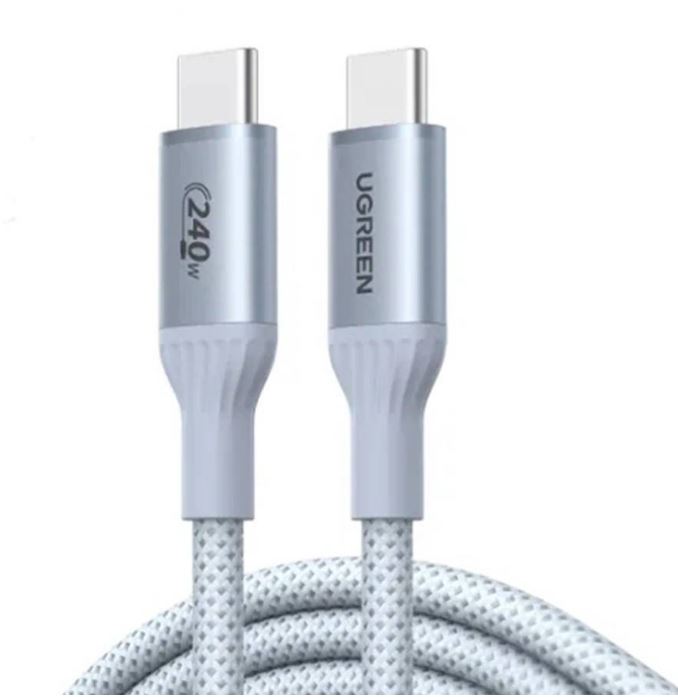 

Кабель UGREEN L534 75731_ USB-C to USB-C 240W PD Fast Charging Cable. Длина: 1м. Цвет: серебристо-голубой, L534