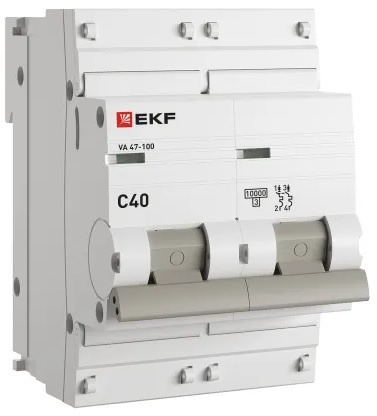 Изображение товара Автоматический выключатель EKF mcb47100-2-40C-pro для защиты цепей 40А IP20