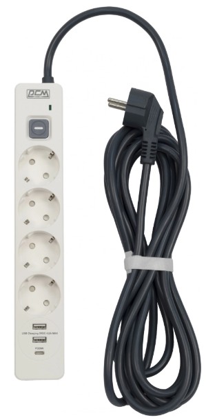 

Сетевой фильтр Powercom SP-01 USB2A1CW 3.0M 4 розетки, белый, 16А, 4кВт, 380Дж, защитные шторки, защита от КЗ, перегрузки, ВЧ и импульсных помех, один, SP-01 USB2A1CW 3.0M
