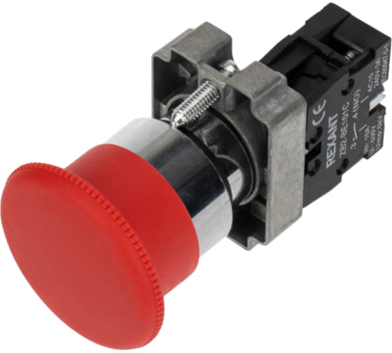 

Кнопка Rexant 36-5543 XB2-BS грибок красная NC, 36-5543