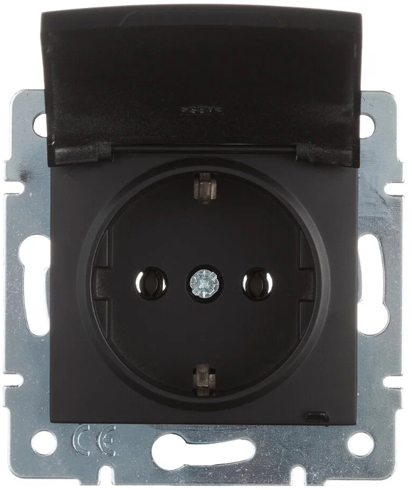 

Розетка Lezard 707-4288-123B Karina 1-м СП с заземл. с крышкой термопласт механизм черн. бархат, 707-4288-123B