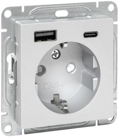 

Розетка с заземлением с 2 USB EKF UP1-SOA-111-USBA+USBC Type A+С , 16А, со шторками, алюминий Эпика, UP1-SOA-111-USBA+USBC