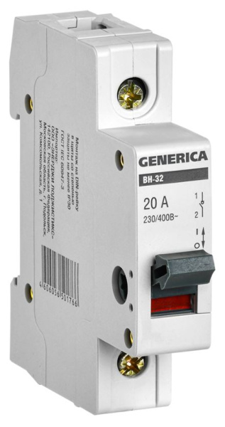 Изображение товара Генерика MNV15-1-020 — рубильник, 20 A, модульный